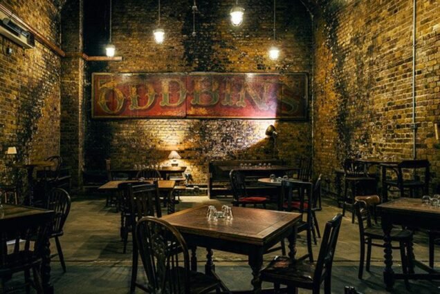 Brick-walled cellar wine bar in London
