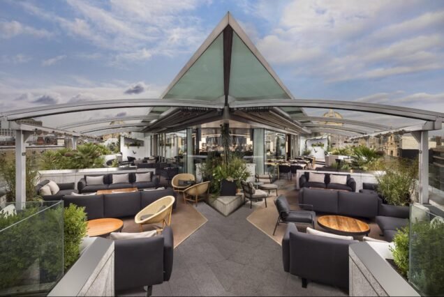 Rooftop bar terrace in the City of London