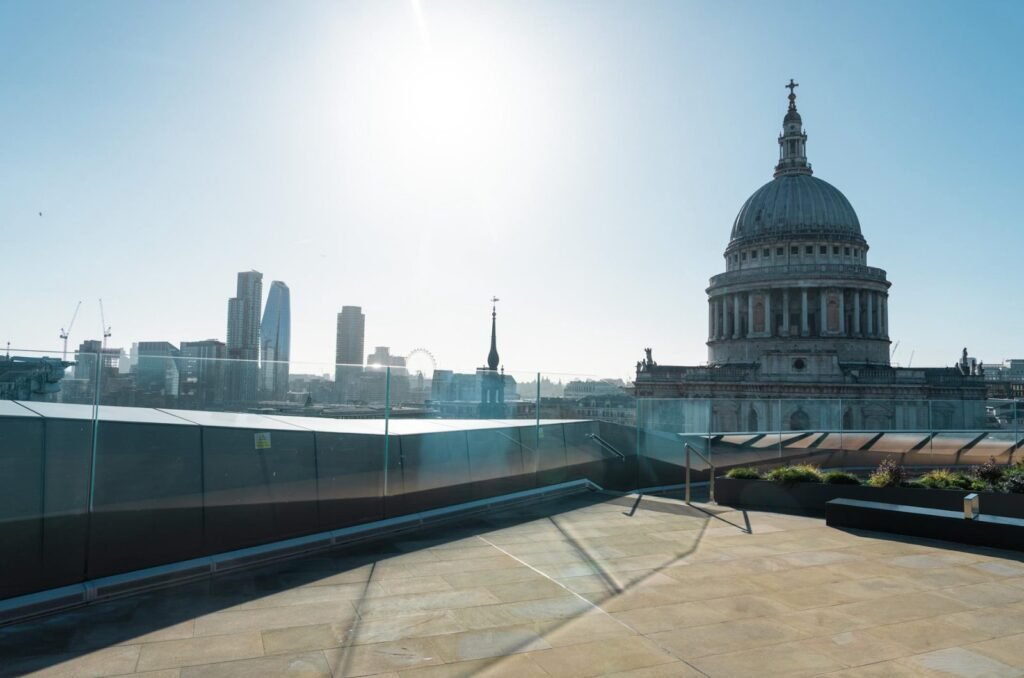 St Paul's Cathedral seen from a rooftop terrace