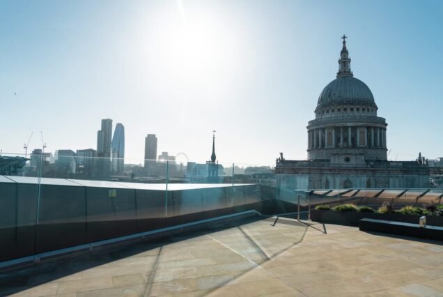 St Paul's Cathedral seen from a rooftop terrace