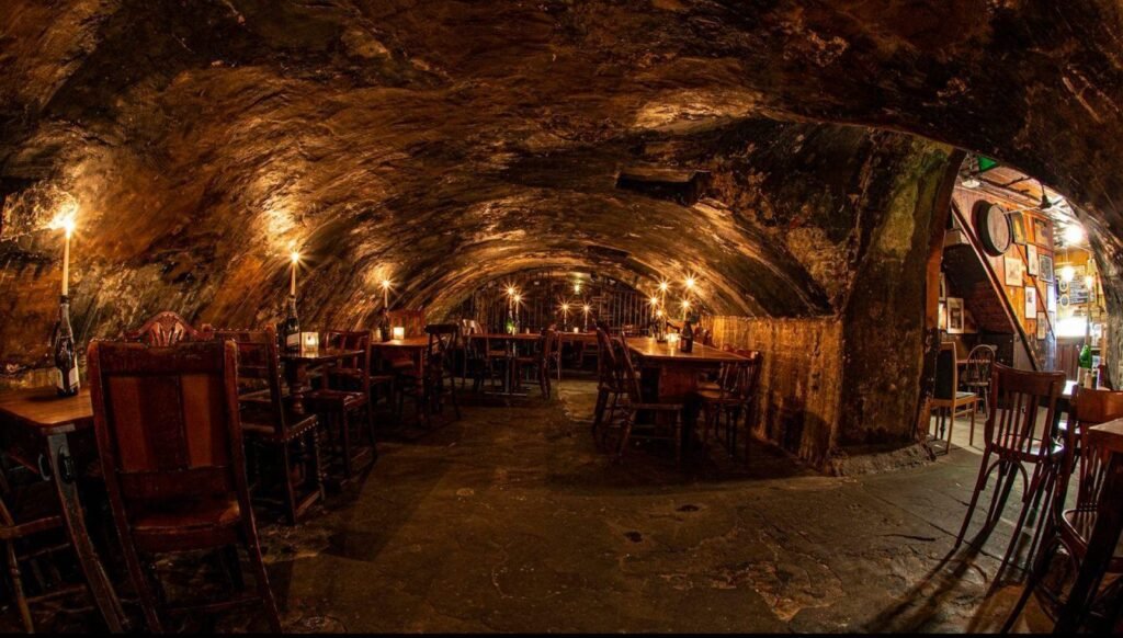 Candlelit wine bar in a former Victorian water tunnel under London