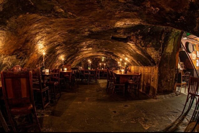 Candlelit wine bar in a former Victorian water tunnel under London
