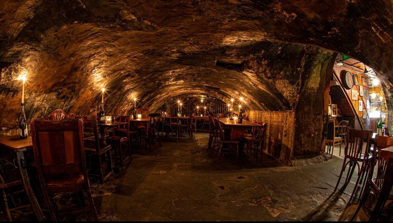Candlelit wine bar in a former Victorian water tunnel under London